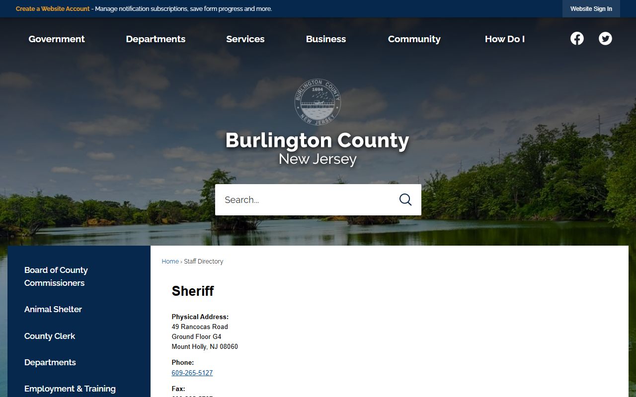 Burlington County Sheriff directory for bench warrants