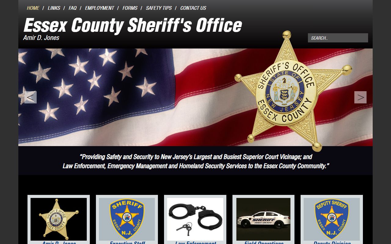 Essex County Sheriff Office website for bench warrant services
