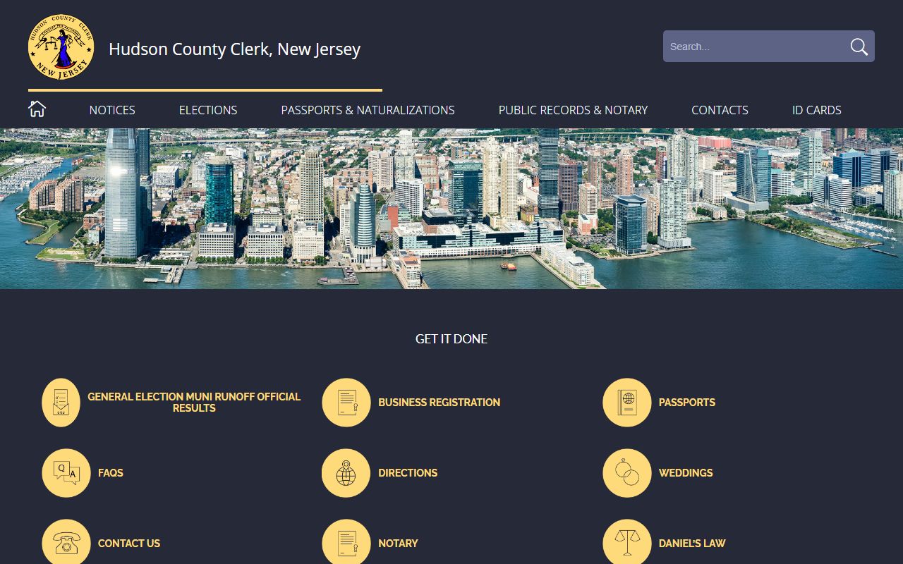 Hudson County Clerk website for Hudson County bench warrants