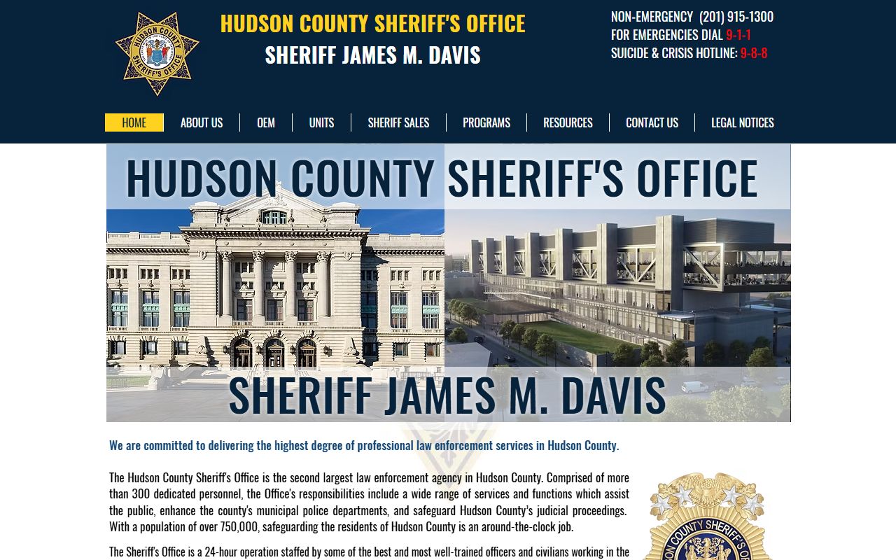 Hudson County Sheriff Office website for Hudson County bench warrants