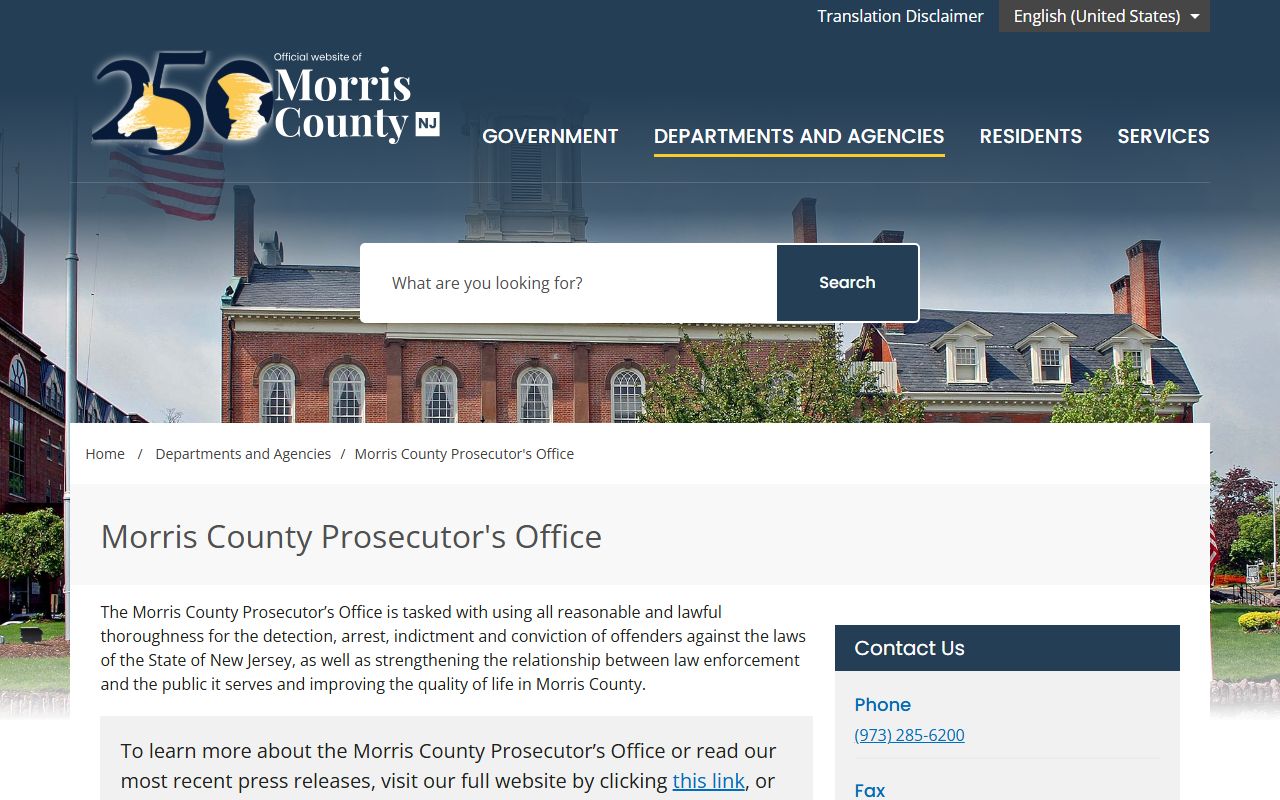Morris County Prosecutor's Office for bench warrants