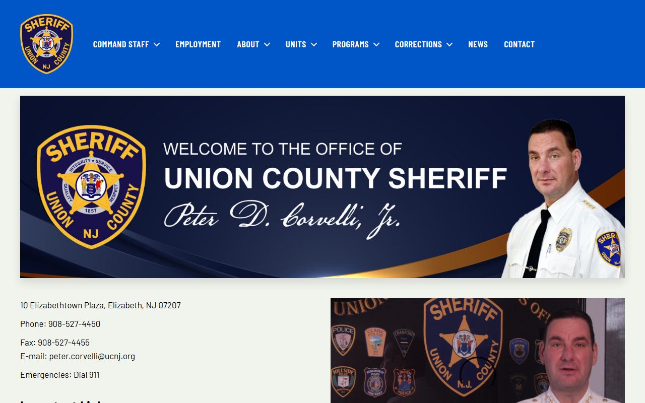 Union County Sheriff Office serving Elizabeth bench warrants